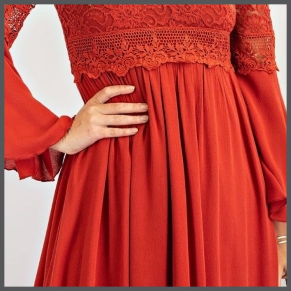Easel "Sultry Dance" Boho Mini Dress Crochet Lace Fitted Bodice & Slinky Skirt - Picture 10 of 14